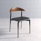 Modern Open Back Dining Chairs Faux Leather Cushion Armless Dining Side Chair