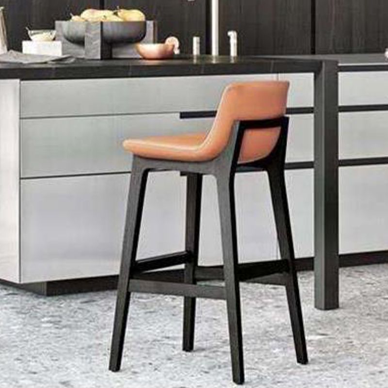 Contemporary Low Back Indoor Armless Bar Stool with Backrest