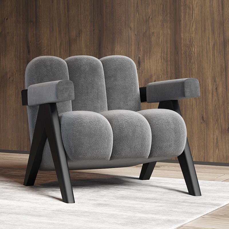 Wood Frame Accent ArmChair Sewn Pillow Back Sled Chair in Gray Clearhalo 'Accent Chairs' 'accent_chairs' 'Chairs & Seating' 'furn' 'furn_accent_chairs' 'Furniture' 'Living Room Furniture' 1200x1200_e3e95fec-db2d-4835-b664-24ae5f587927