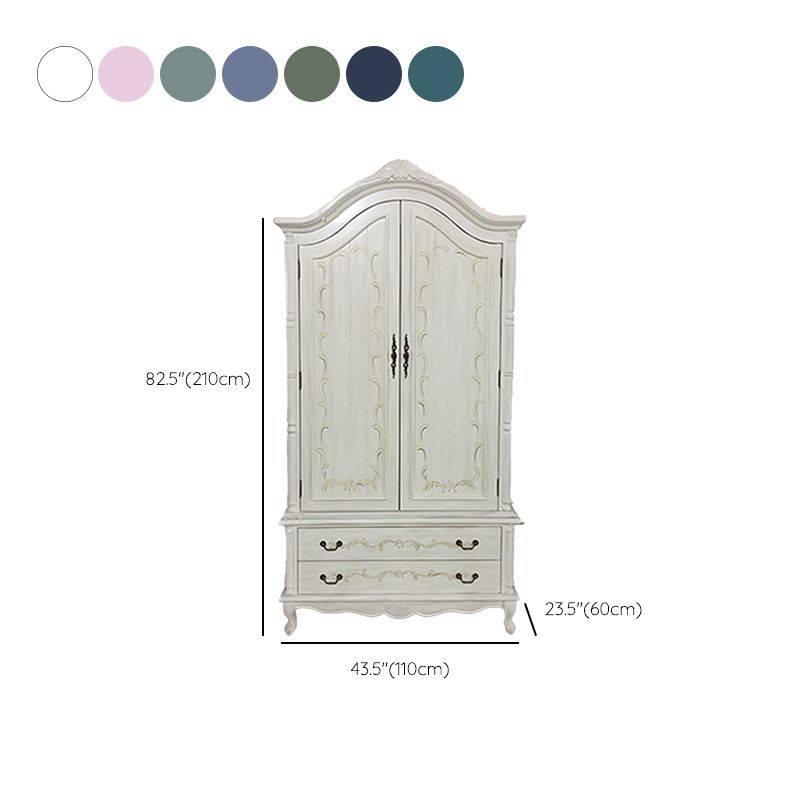 Armoire en bois fini mate avec armoire de rangement côtière à tige de vêtements avec portes à charnière