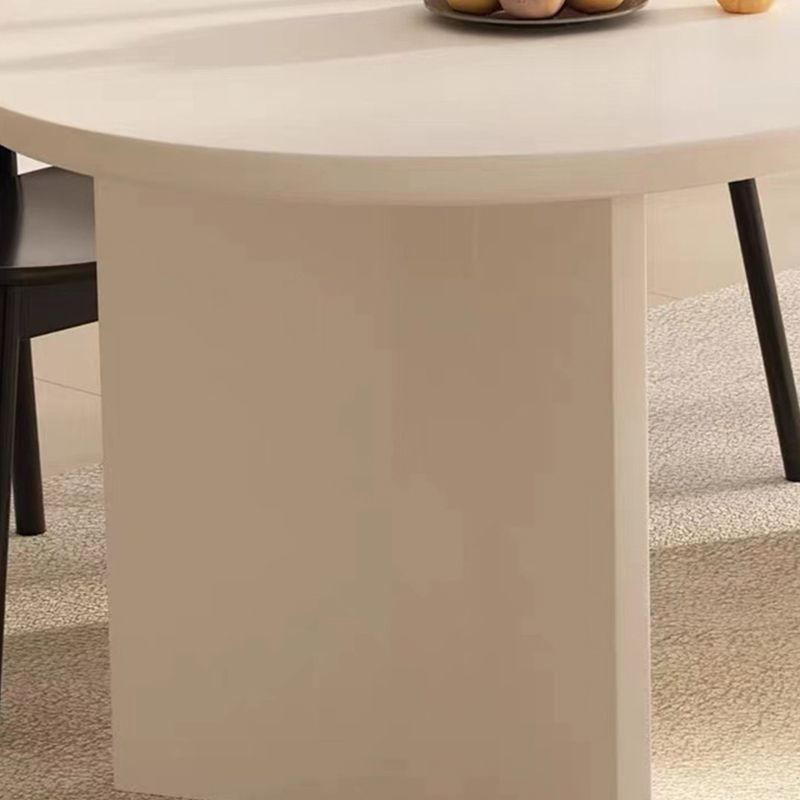 White Solid Wood Table Oval Dining Room Table with Double Pedestal