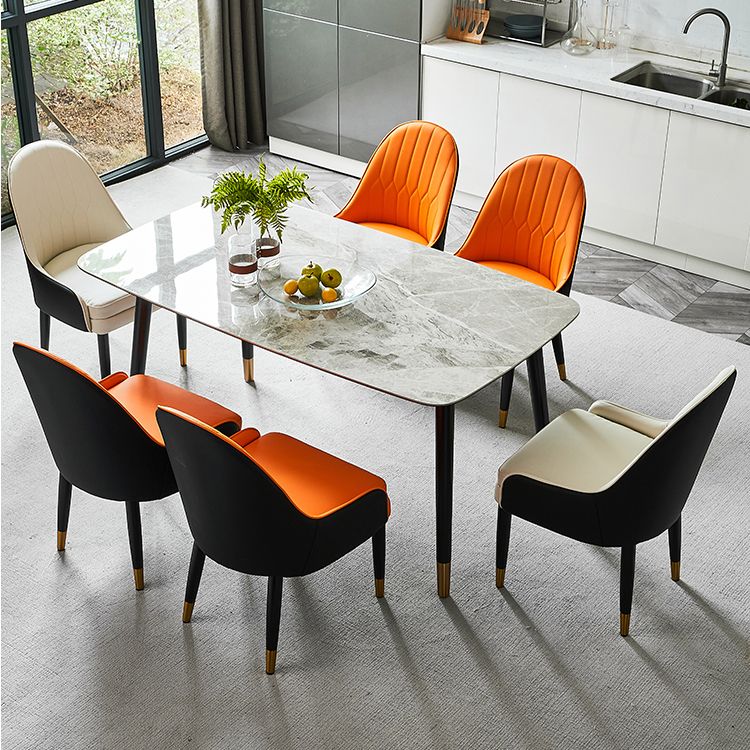 Scandinavian Design Leather Dining Side Chair Solid Back Arm Side Chairs Clearhalo ' kitchen&dining_furn' 'Dining Chairs' 'Dining Tables & Seating' 'dining_chair' 'furn' 'furn_dining_chair' 'Furniture' 'furniture_dining_chair' 'Kitchen & Dining Furniture' 'kitchen' 1200x1200_e3ed624a-e094-4f03-865f-ab30c4eb7bb9