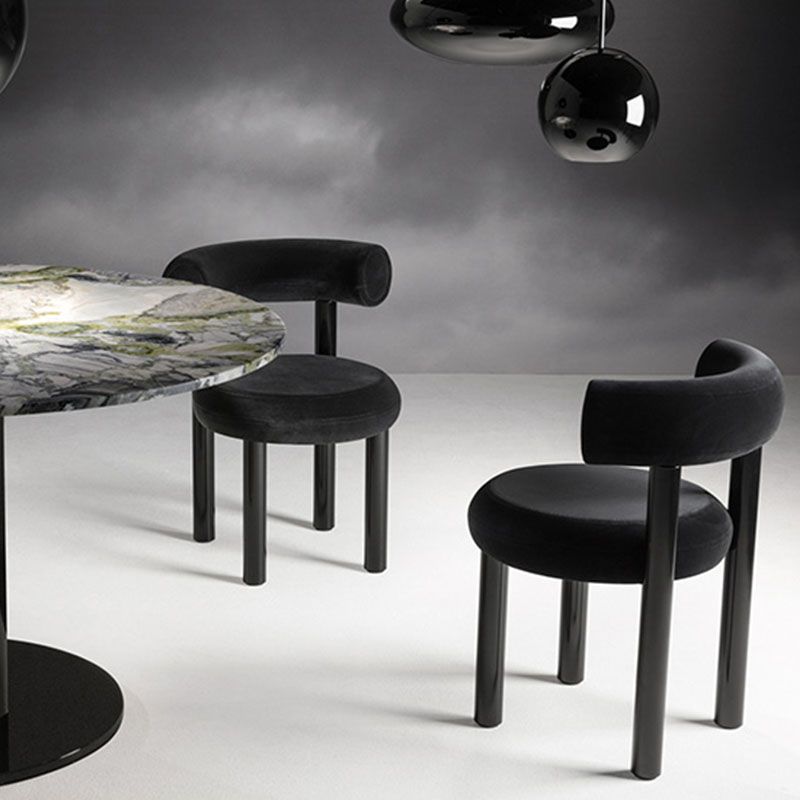 Metal Contemporary Upholstered Side Chair Matte Finish Open Back Dining Chair