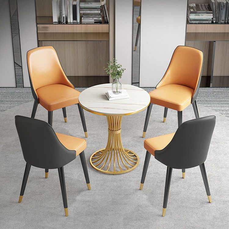 Glam Metal Dining Room Chair Faux Leather Parsons Chairs for Home Use Clearhalo 'Dining Chairs' 'Dining Tables & Seating' 'dining_chair' 'furn' 'furn_dining_chair' 'Furniture' 'Kitchen & Dining Furniture' 1200x1200_e3efe086-5c28-4df0-aef1-4f9e49f250bd