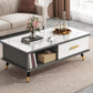Contemporary 4 Legs Coffee Table Stone Cocktail Table with Storage Drawer