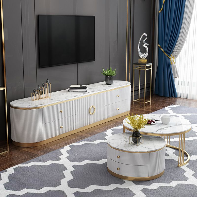 Glam Stone TV Console Enclosed Storage TV Media Stand for Living Room Clearhalo 'furn' 'furn_tv_stands_entertainment_centers' 'Furniture' 'Living Room Furniture' 'TV Stands & Entertainment Centers' 'TV Stands & Media Storage Furniture' 'tv_stands_entertainment_centers' 1200x1200_e3f163ac-5a90-4a93-b5e5-d63fb4cfac51