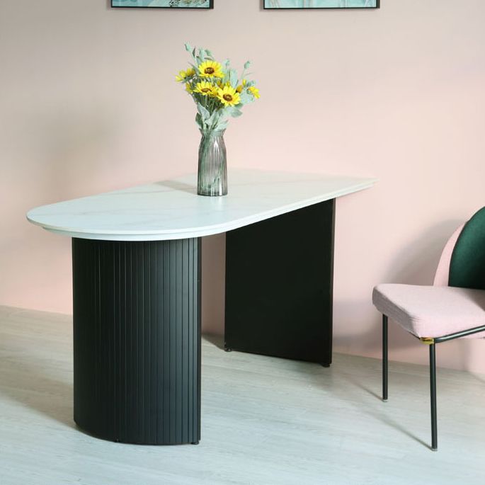 Irregular Sintered Stone Dining Table Modern Island Table with Double Pedestal for Restaurant Clearhalo ' dining_table' 'Dining Tables & Seating' 'Dining Tables' 'furn' 'furn_dining_table' 'Furniture' 'furniture_dining_table' 'Kitchen & Dining Furniture' 'kitchen&dining_furn' 'kitchen' 'kitchen_dining_table' 1200x1200_e3f244de-5238-4a19-9b04-4821fc5ccac4