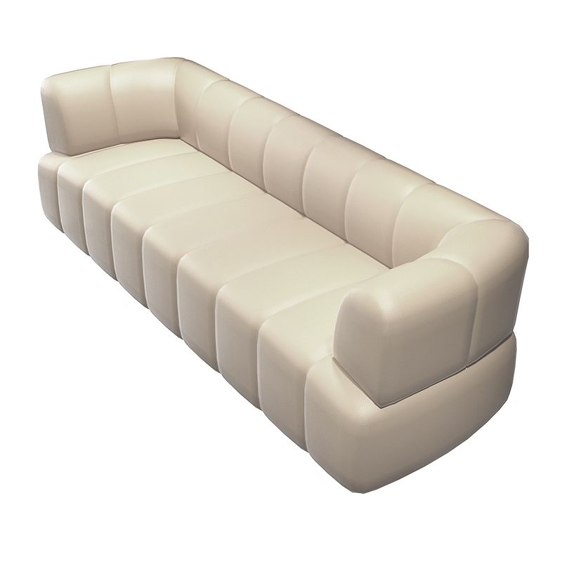 Sofá estándar contemporáneo de brazo de cuero de cuero sintético para sala de estar para sala de estar