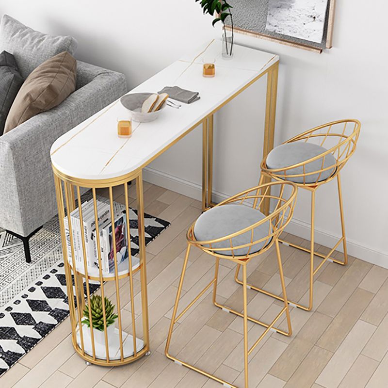 Contemporary Stone Storage Bistro Dining Table Double pedestal Indoor Patio Bar Table Clearhalo 'Bar Furniture' 'Bar Tables' 'bar_tables' 'furn' 'furn_bar_tables' 'Furniture' 'furniture_bar_tables' 'Kitchen & Dining Furniture' 1200x1200_e3f3080a-9aac-4b3e-8ac2-35f094b09aeb