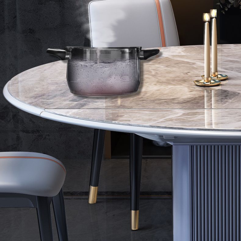 Foldable Modern Sintered Stone Dining Room Set with Round Top and Pedestal Base Furniture Clearhalo 'Dining Room Sets' 'Dining Tables & Seating' 'dining_room_set' 'furn' 'furn_dining_room_set' 'Furniture' 'furniture_dining_room_set' 'Kitchen & Dining Furniture' 'kitchen&dining_furn' 'kitchen' 1200x1200_e3f32e59-2673-4a5a-8eda-cb35b3363adb