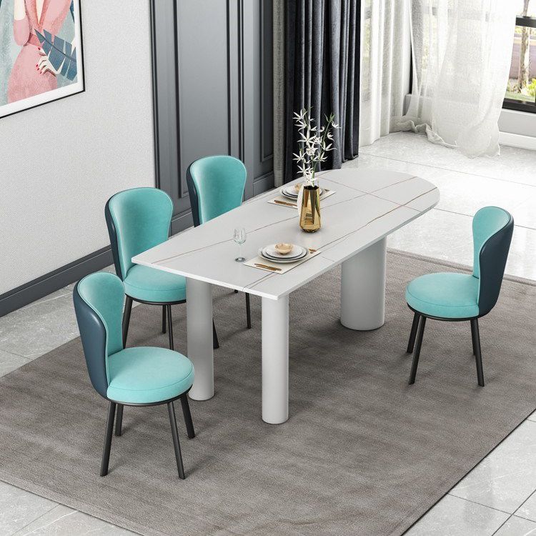 Free Form White Tone Dining Table Contemporary Sintered Stone Table with 3 Legs Clearhalo ' dining_table' 'Dining Tables & Seating' 'Dining Tables' 'furn' 'furn_dining_table' 'Furniture' 'furniture_dining_table' 'Kitchen & Dining Furniture' 'kitchen&dining_furn' 'kitchen' 'kitchen_dining_table' 1200x1200_e3f3eb04-77c3-4f3c-80ee-e25368dc8c0e
