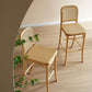 Tabouret de bar en rotin sans bras contemporain avec base de bois massif en cendres