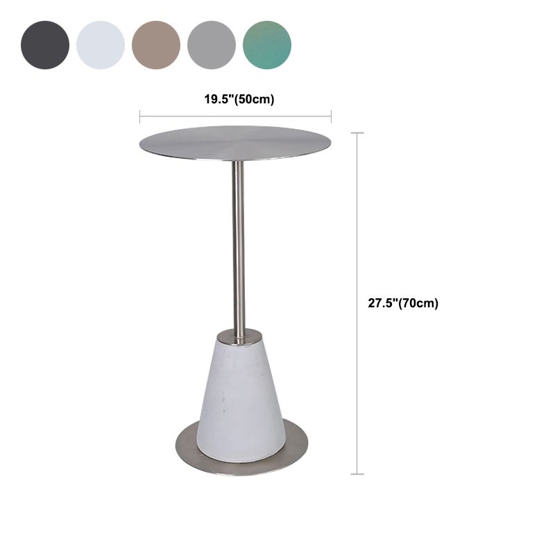 Pedestal 1 Single Coffee Table Mid-Century Modern Cocktail Table with Metal Top