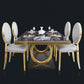 Rectangle Traditional Luxury Dining Table Gold Trestle Base Table for Dining Room Clearhalo ' dining_table' 'Dining Tables & Seating' 'Dining Tables' 'furn' 'furn_dining_table' 'Furniture' 'furniture_dining_table' 'Kitchen & Dining Furniture' 'kitchen&dining_furn' 'kitchen' 'kitchen_dining_table' 1200x1200_e3f5d489-efb2-4219-9aa9-47228f5586da