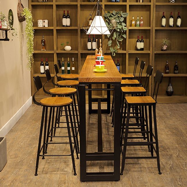 Set da pranzo da pub in legno massello stile industriale Set da pub rettangolare da 1/2/9 pezzi per la casa