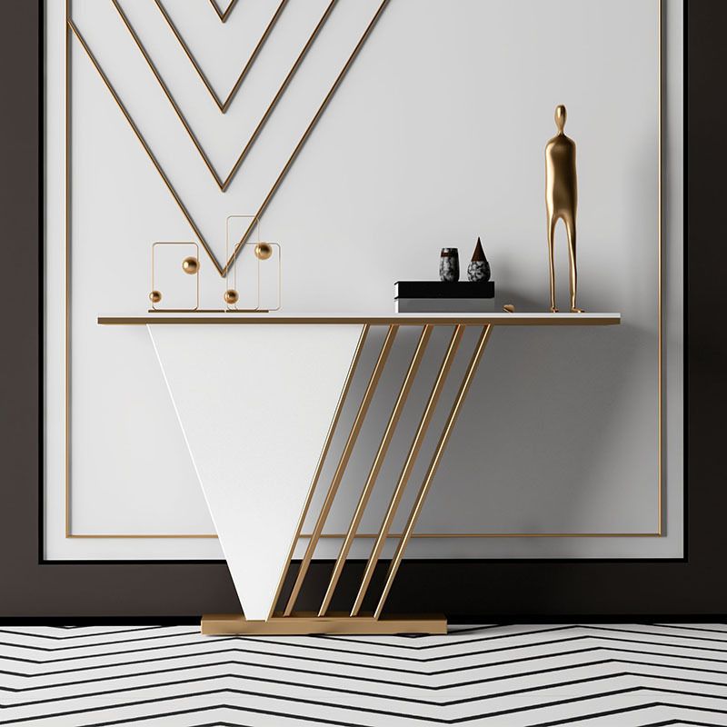 Glam Marble Console Table 12" W Stain Resistant Accent Table for Hall Clearhalo 'Console Tables' 'console_tables' 'Entry & Mudroom Furniture' 'furn' 'furn_console_tables' 'Furniture' 1200x1200_e3fbb7ac-cfc5-4a8b-92d5-594d99673d31