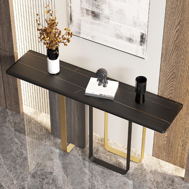 Tavolo della console glam tavolo accento in pietra rettangolo, largo 12 pollici