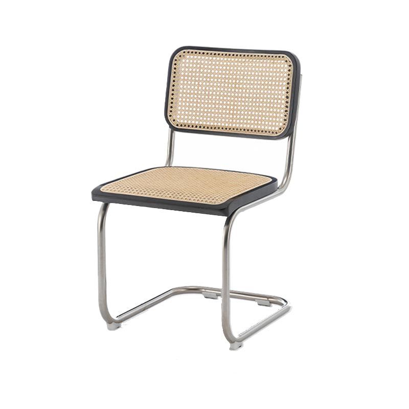 Riet terug eetkamerstoel eigentijdse zijstoel met zilveren been