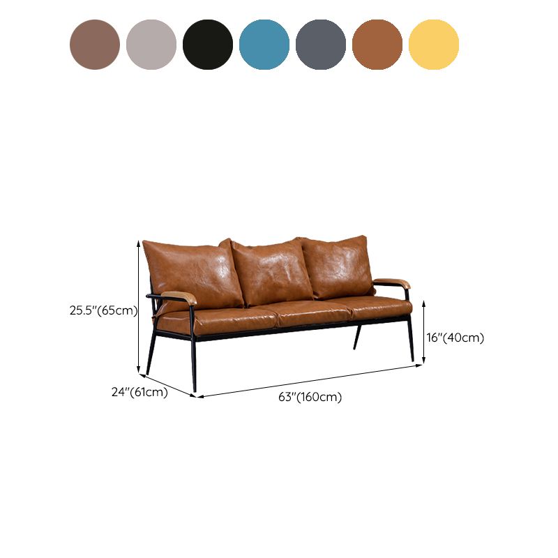 Metal and Wood Square Arm Sofa Industrial Loose Back Cushions Sofa Clearhalo 'furn' 'furn_sofas' 'Furniture' 'Living Room Furniture' 'Sofa' 'sofas' 1200x1200_e3fee64a-47e3-43b5-a3b5-27ab1aa83ccc