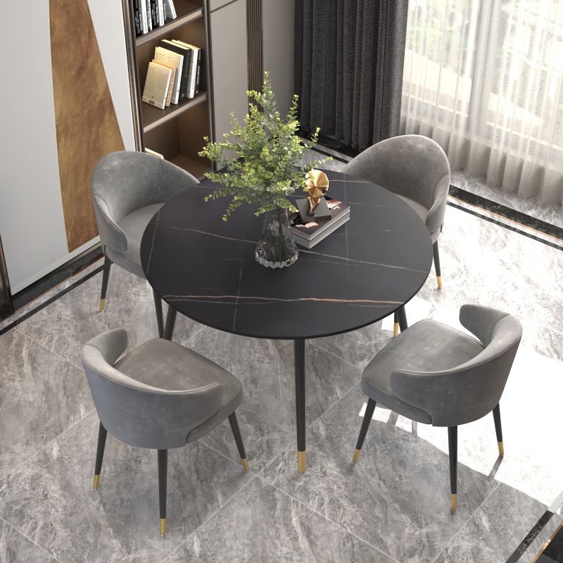Luxury Style Home Sintered Stone Dining Table 4 Legs Metallic Base Round Table Clearhalo ' dining_table' 'Dining Tables & Seating' 'Dining Tables' 'furn' 'furn_dining_table' 'Furniture' 'furniture_dining_table' 'Kitchen & Dining Furniture' 'kitchen&dining_furn' 'kitchen' 'kitchen_dining_table' 1200x1200_e40114dd-119d-44c3-ace4-4210b3fd8ce7