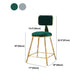 Glam Armless Backrest Counter Stool Iron Dining Room Bar Stool with Cushion