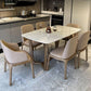 Contemporary Trestle Base Dining Table Stone Dining Table in White