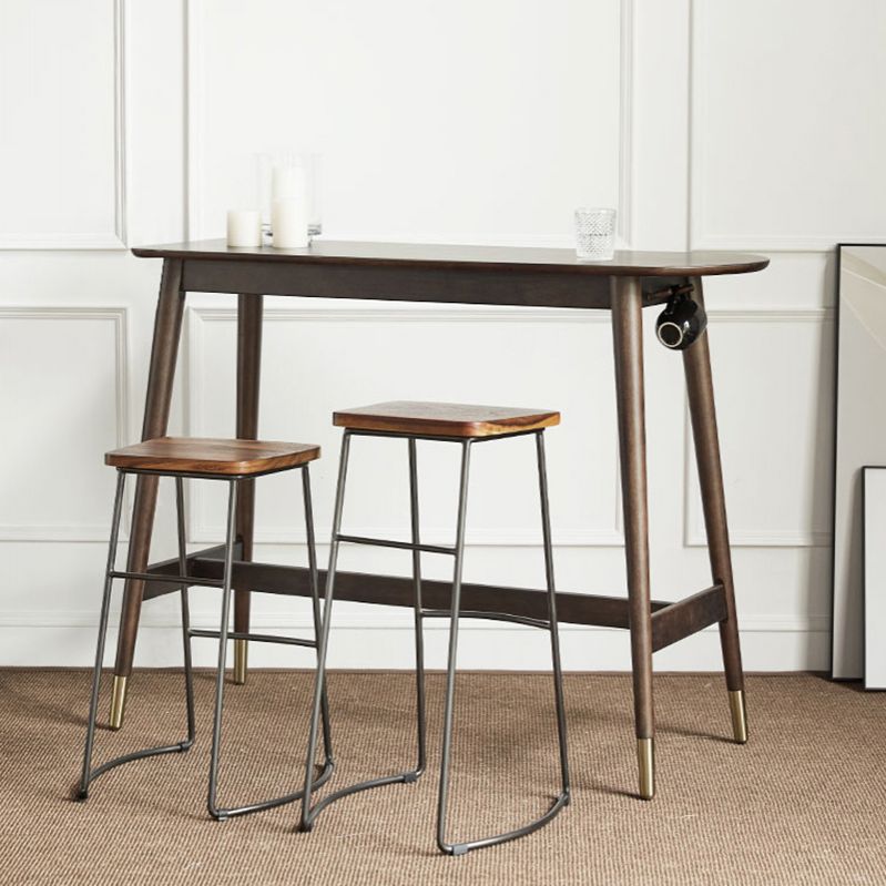 Industrial Wood Trestle Bar Table Specialty Indoor Bistro Table - 53" x 18" x 40" Clearhalo 'Bar Furniture' 'Bar Tables' 'bar_tables' 'furn' 'furn_bar_tables' 'Furniture' 'furniture_bar_tables' 'Kitchen & Dining Furniture' 'kitchen&dining_furn' 'kitchen' 1200x1200_e402c627-cf11-4330-9c43-39d1fbdcdb06