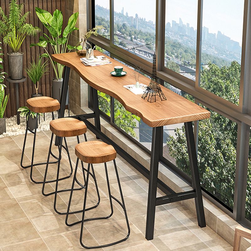 Modern Solid Wood Dining Stools Armless Barstools with Footrest