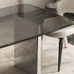 Modern Style Rectangle Glass Dinner Table with Double Pedestal