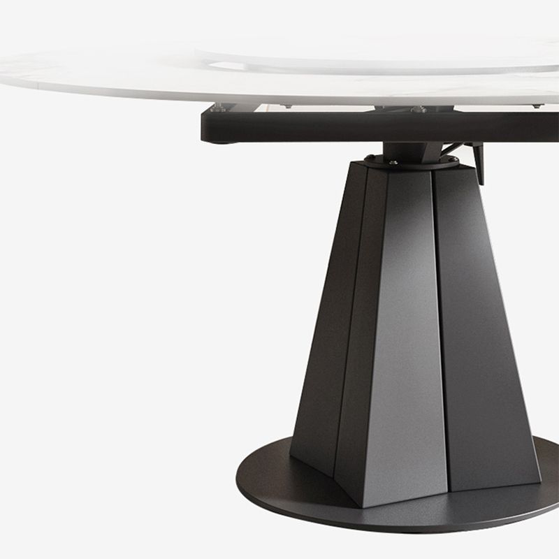 Modern Sintered Stone Top Dining Table Extendable Round Table with Pedestal Base Clearhalo 'Dining Tables & Seating' 'Dining Tables' 'dining_table' 'furn' 'furn_dining_table' 'Furniture' 'furniture_dining_table' 'Kitchen & Dining Furniture' 'kitchen' 'kitchen_dining_table' 1200x1200_e40748f4-28a2-4c4c-a6bb-e15360c729e6