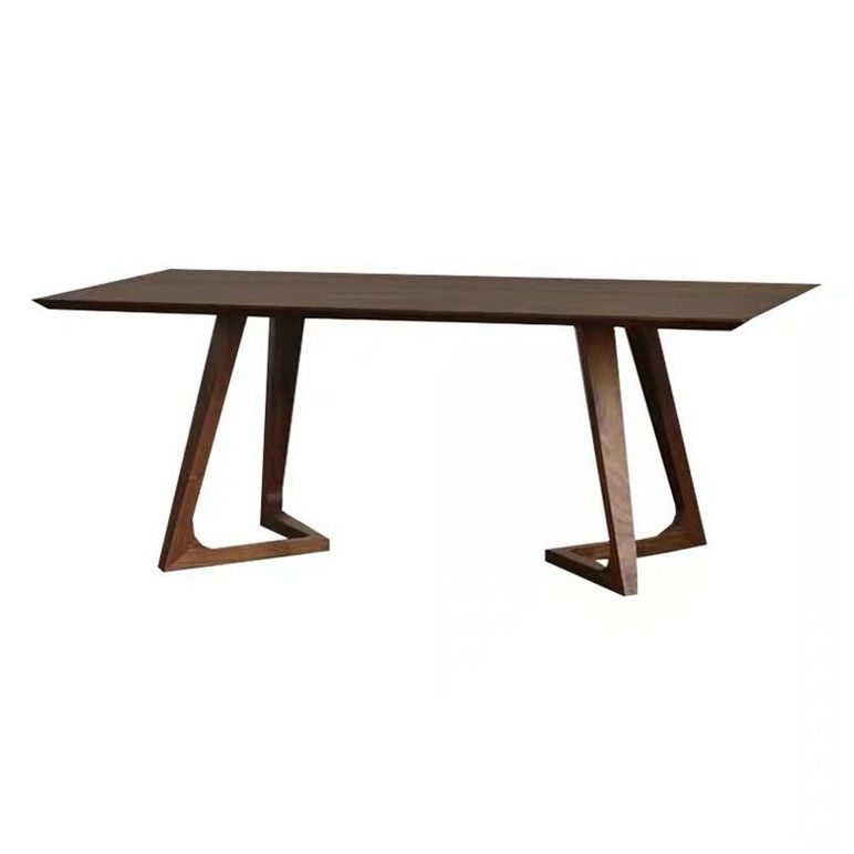 Modern Style Rectangle Dinner Table Solid Wood Double Pedestal Base Table for Home Use Clearhalo ' dining_table' 'Dining Tables & Seating' 'Dining Tables' 'furn' 'furn_dining_table' 'Furniture' 'furniture_dining_table' 'Kitchen & Dining Furniture' 'kitchen&dining_furn' 'kitchen' 'kitchen_dining_table' 1200x1200_e4089778-98ad-427b-be3e-b0d5dd6c536c