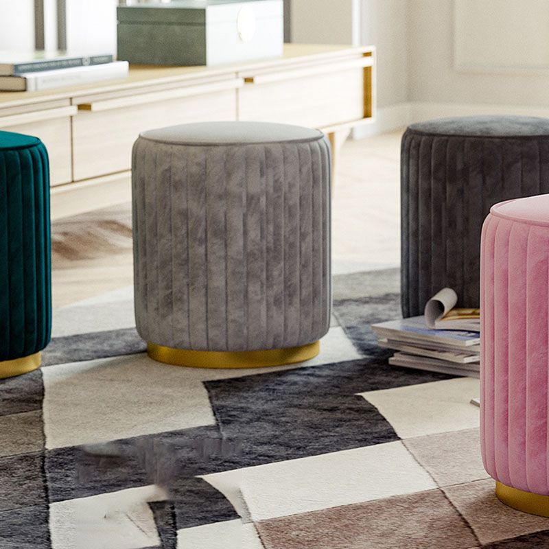 Solid Color Flannel Standard Stool Modern Style Simple Round Stool Clearhalo 'furn' 'furn_ottomans_poufs' 'Furniture' 'Living Room Furniture' 'Ottomans & Poufs' 'ottomans_poufs' 1200x1200_e408d3c2-a536-4448-94d4-bab36631e2f3