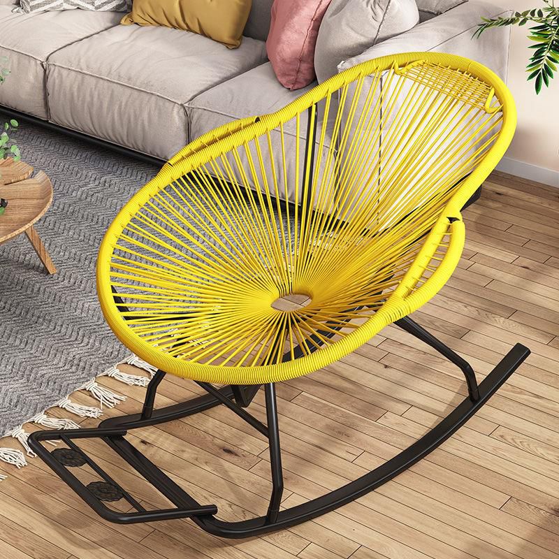 Modern Spindle Rocking Chair Woven Rope Metal Frame Rocker Chair for Home Clearhalo 'Chairs & Seating' 'furn' 'furn_rocking_chairs' 'Furniture' 'Living Room Furniture' 'Rocking Chairs' 'rocking_chairs' 1200x1200_e40903d5-0fcb-4f3d-b971-68ec72145e0e