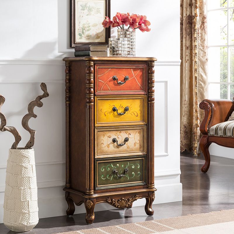 Style traditionnel lingerie verticale coffre en bois commode coffre pour chambre à coucher