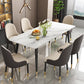 Black 4-foot Metal Dining Table Modern Stone Top Rectangle Dinette Table Clearhalo 'Dining Tables & Seating' 'Dining Tables' 'dining_table' 'furn' 'furn_dining_table' 'Furniture' 'furniture_dining_table' 'Kitchen & Dining Furniture' 1200x1200_e40a2353-8e8f-4008-9d03-5e3e50bbd074
