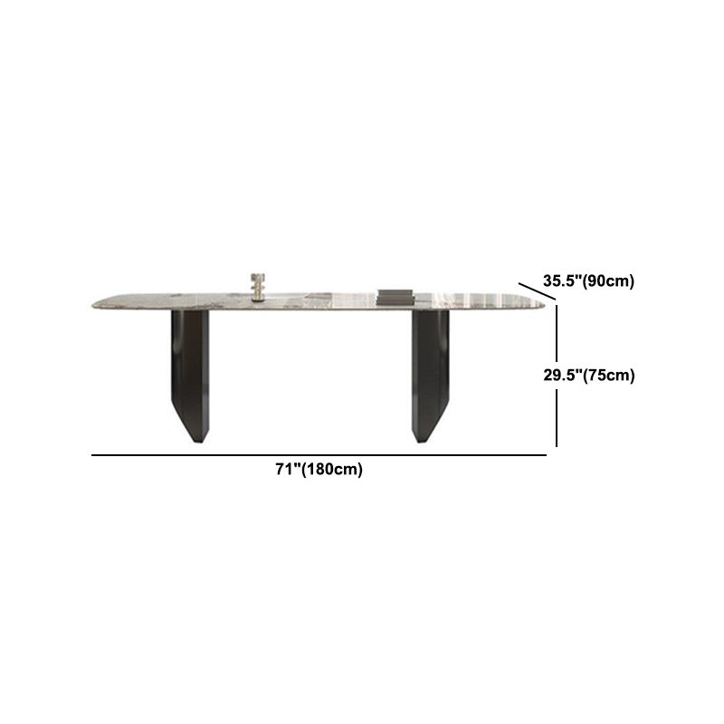 Modern Dining Set Stone 1/4/5/7 Pieces Dining Table with Leather Chairs for Indoor Clearhalo 'Dining Room Sets' 'Dining Tables & Seating' 'dining_room_set' 'furn' 'furn_dining_room_set' 'Furniture' 'Kitchen & Dining Furniture' 1200x1200_e40beddf-a711-4434-b1c3-d7109778872e