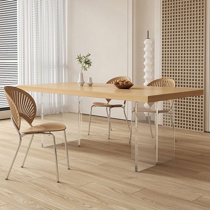 Contemporary Solid Wood Furniture 1/4/5 Pcs Dining Room Table Set in Natural