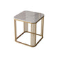 Modern Square Slate Top Side Table 21.6" Tall Iron Frame End Table