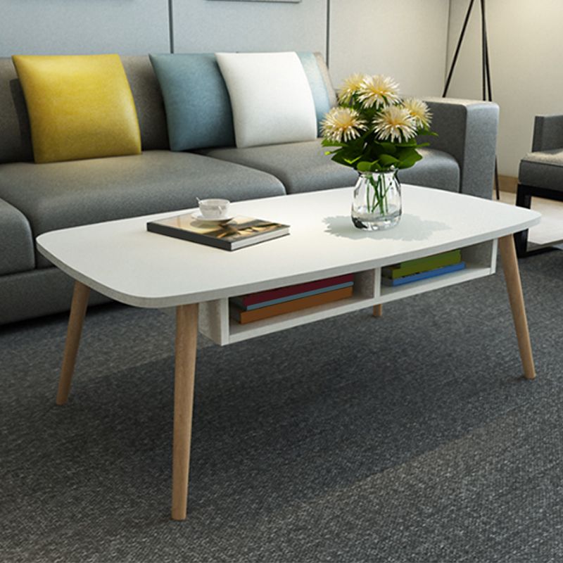 Rectangular Wood 4 Legs 1 Single Coffee Cocktail Table - 16.34" H