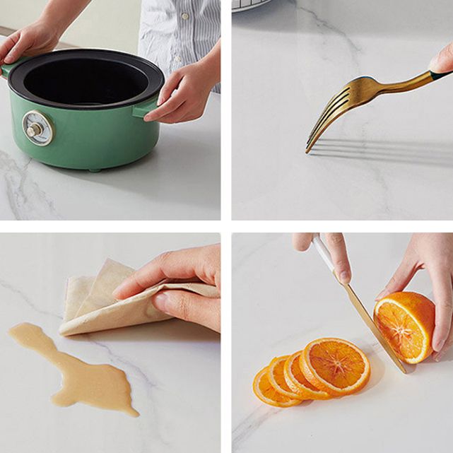 Modern Dining Table Set 1/5/6 Rectangle Stone Dinette Set with Microfiber Leather Chairs