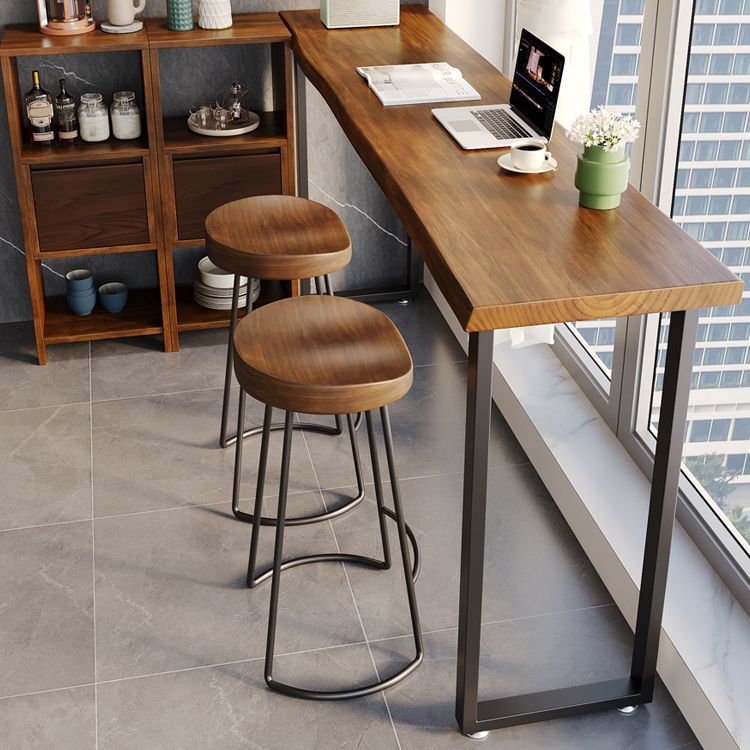 Modern Rectangle Wood Bar Table Metal Base for Milk Tea Shop Clearhalo 'Bar Furniture' 'Bar Tables' 'bar_tables' 'furn' 'furn_bar_tables' 'Furniture' 'Kitchen & Dining Furniture' 1200x1200_e414154a-20ee-4123-acd4-f92ecccaf65e