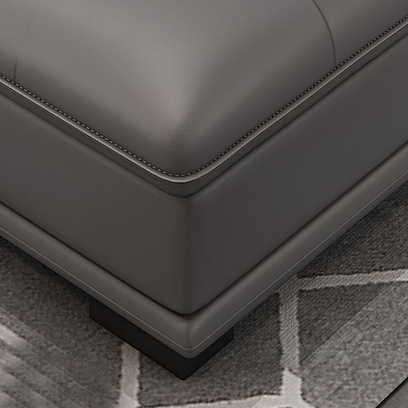 Gray Genuine Leather Sectional Sofa with Storage Bag Adjustable Sofa