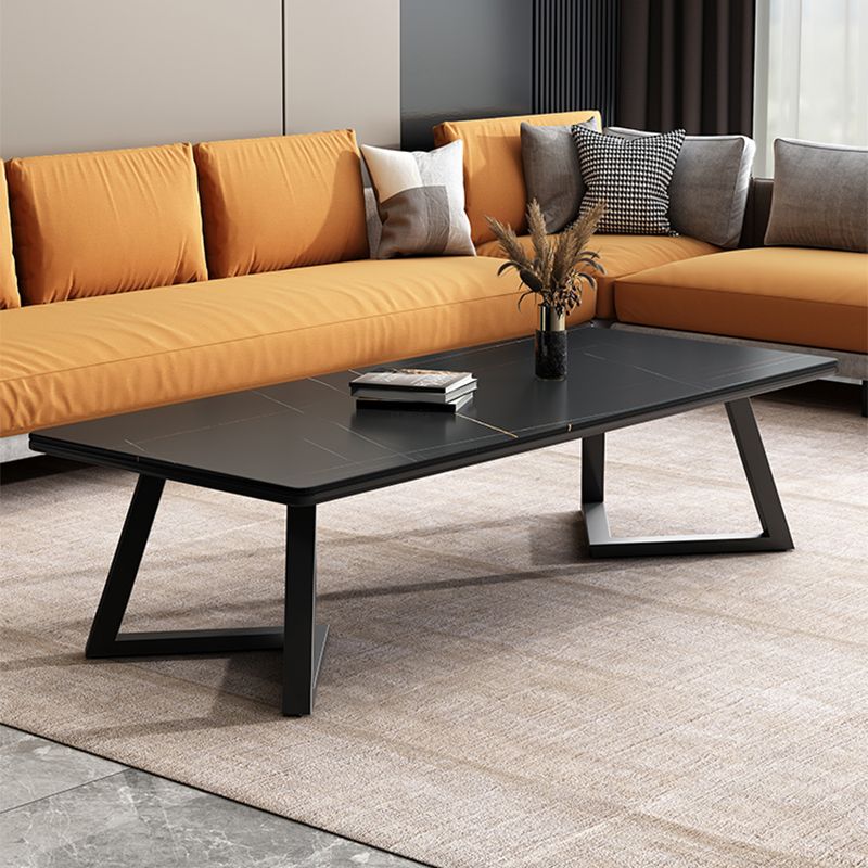 Rechthoekige 1 enkele salontafel Stone top metalen cocktailtafel