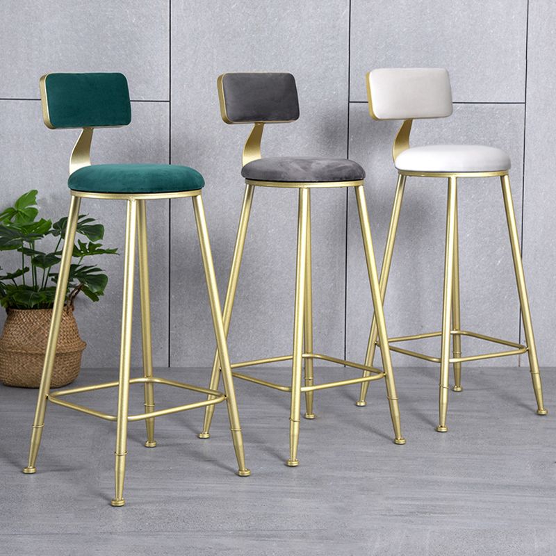 Glam Metal Upholstered Barstool Living Room Bar Stool with Low Back and Cushion Clearhalo 'Bar Furniture' 'Bar Stools' 'bar_stools' 'furn' 'furn_bar_stools' 'furniture_bar_stools' 'Kitchen & Dining Furniture' 'kitchen&dining_furn' 'kitchen' 'kitchen_furn' Furniture' 1200x1200_e4172178-d4a4-4fd2-afe3-fb3a0c1e247c