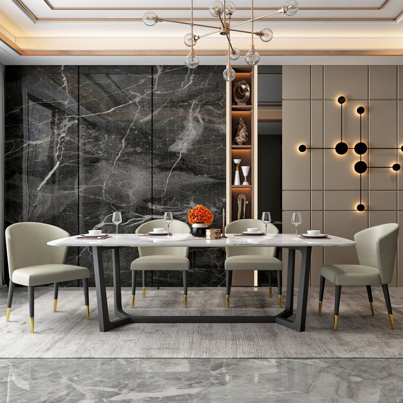 Juego de mesa de piedra sinterizada rectangular de estilo moderno 1/4/5/7 Piezas Set de comedor