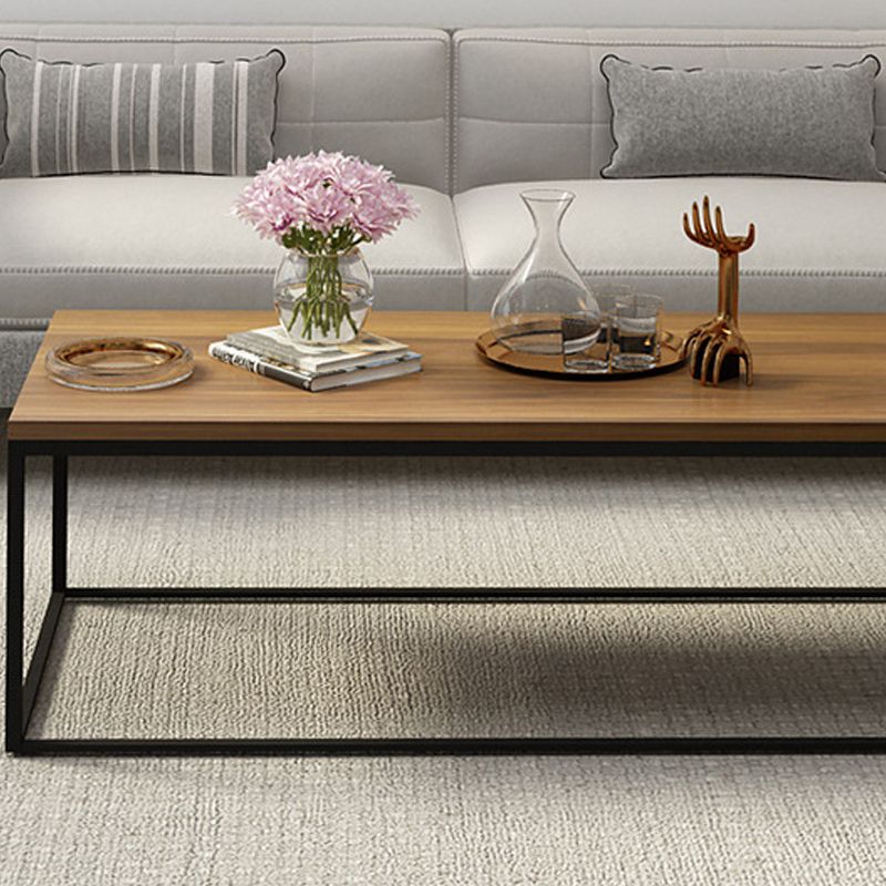 17.7" Tall Wooden Rectangle Top Coffee Table Iron Frame Base Cocktail Table Clearhalo 'Coffee & Accent Tables' 'Coffee Tables' 'coffee_tables' 'furn' 'furn_coffee_tables' 'Furniture' 'Living Room Furniture' 1200x1200_e41bedf6-4d1d-4481-a6a8-b0ed323658e5