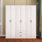 White Hinged Wardrobe Armoire with Garment Rod Modern Wardrobe Closet
