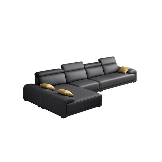 Modern Faux Leather Pillow Top Arm Sectional Stain-Resistant Sofa with Removable Cushions Clearhalo 'furn' 'furn_sectionals' 'Furniture' 'furniture_sectionals' 'Living Room Furniture' 'Sectionals' 1200x1200_e41d6d63-d505-4695-ad42-4080eba76ae7
