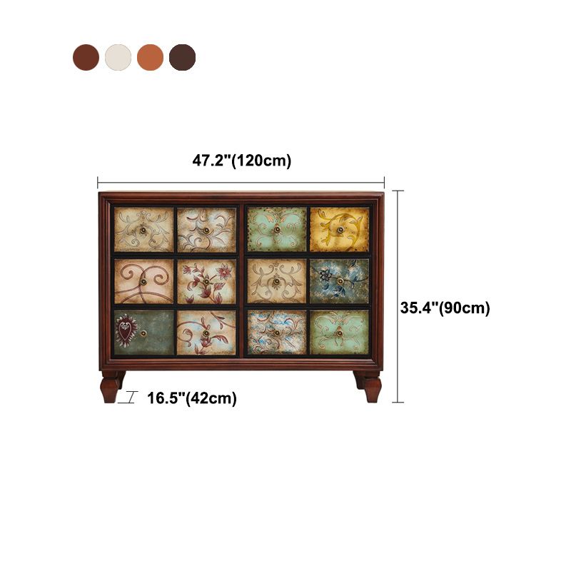 Commode de style traditionnel coffre de rangement en bois massif avec plusieurs tiroirs