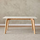 Mid-Century Modern Dining Table White Stone Top Table with Wooden Base Clearhalo 'Dining Tables & Seating' 'Dining Tables' 'dining_table' 'furn' 'furn_dining_table' 'Furniture' 'Kitchen & Dining Furniture' 1200x1200_e41edf76-f8ee-4263-9414-819b7df03764